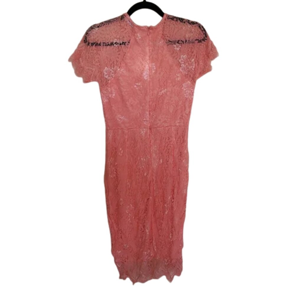 Women's Midi Pink Lace Dress - Picture 5 of 7